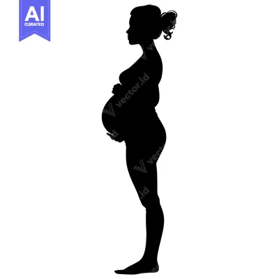 Aset desain premium: Silhouette of a Pregnant Woman Holding Her Belly