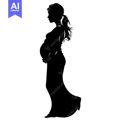 Aset premium populer: Silhouette of a Pregnant Woman in a Long Dress