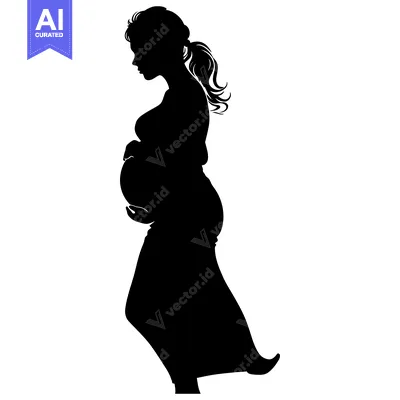 Silhouette of a Pregnant Woman with a Hand on Her Belly