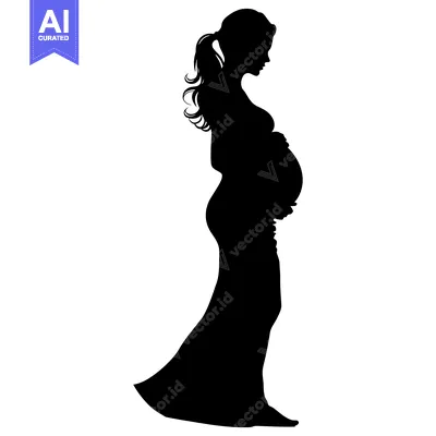 Aset premium populer: Silhouette of a Pregnant Woman in a Flowing Gown