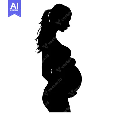 Popular premium asset: Silhouette of a Pregnant Woman Standing in Profile