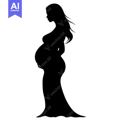 Aset desain premium: Silhouette of a Pregnant Woman in a Long Dress