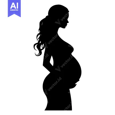 Aset premium populer: Silhouette of a Pregnant Woman with Long Hair