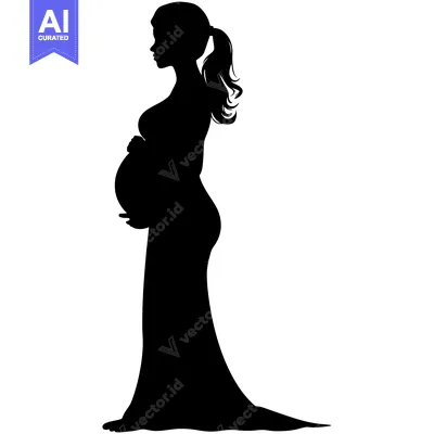 Premium design asset: Silhouette of a Pregnant Woman in a Dress