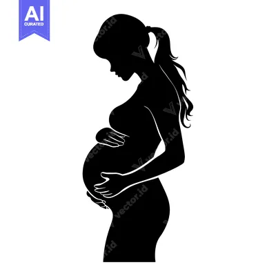 Aset premium populer: Silhouette of a Pregnant Woman Holding Her Belly