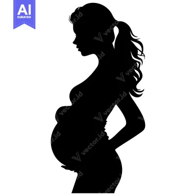 Silhouette of a Pregnant Woman with Her Hand on Her Belly