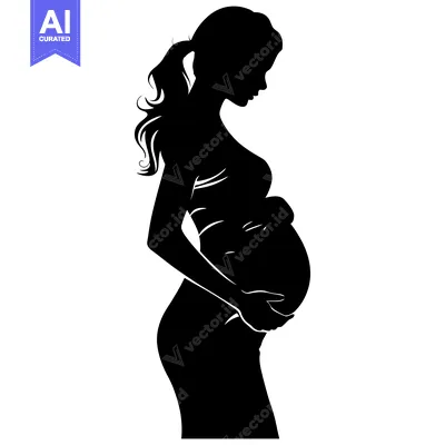 Aset premium populer: Silhouette of a Pregnant Woman Holding Her Belly