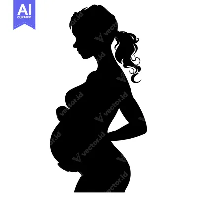 Aset premium populer: Silhouette of a Pregnant Woman with Her Hands on Her Stomach