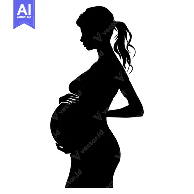 Premium design asset: Silhouette of a Pregnant Woman with Her Hand on Her Belly