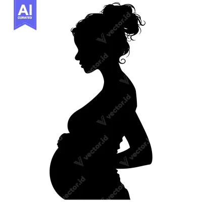 Aset premium populer: Silhouette of a Pregnant Woman with Her Hand on Her Belly