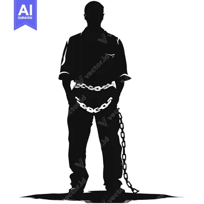 Aset premium populer: Silhouette of a Man Bound with Chains