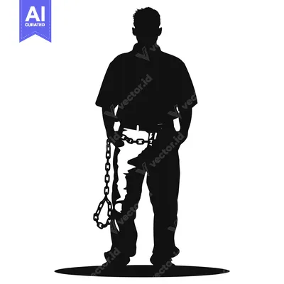 Popular premium asset: Silhouette of a Man with a Chain Around His Waist