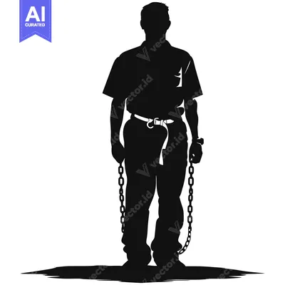 Silhouette of a Man Bound by Chains
