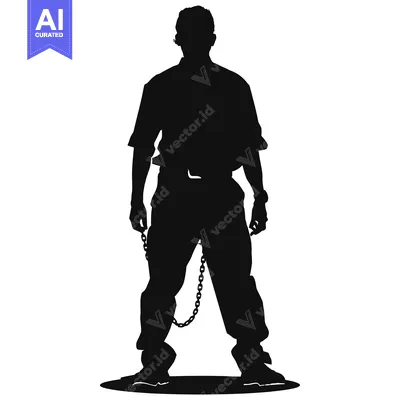 Premium design asset: Silhouette of a Man in Chains, Standing Tall