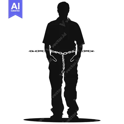 Aset premium populer: Silhouette of a Man with a Chain Around His Waist