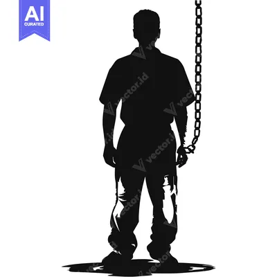 Aset premium populer: Silhouette of a Man Chained to a Ceiling