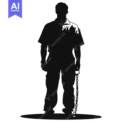 Aset desain premium: Silhouette of a Man with Chains Around His Ankles