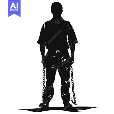 Silhouette of a Man Chained at the Ankles
