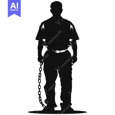 Silhouette of a Man Chained at the Ankle
