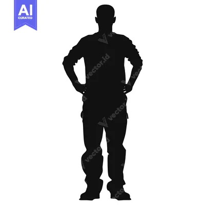 Aset desain premium: Silhouette of a Man Standing with Hands on Hips