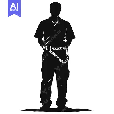Aset desain premium: Silhouette of a Man Wearing a Chain Belt