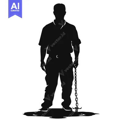 Aset premium populer: Silhouette of a Man Chained to the Ground