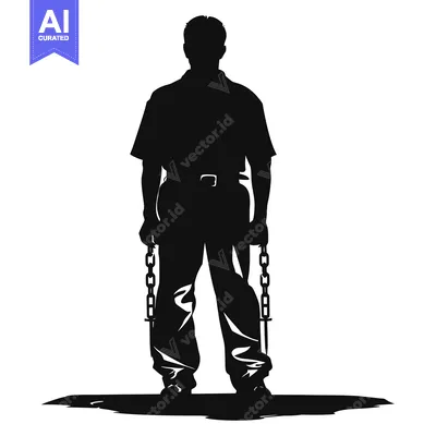Premium design asset: Silhouette of a man holding chains in each hand