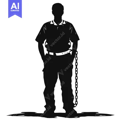 Silhouette of a Person with a Chain Attached to Their Leg