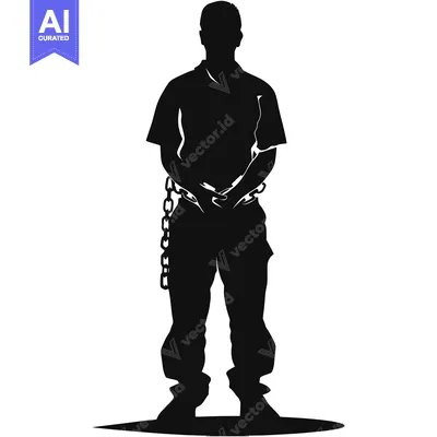 Aset premium populer: Silhouette of a Man with Chains Around His Waist