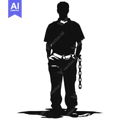 Aset premium populer: Silhouette of a Man Standing with a Chain Draped Around His Waist