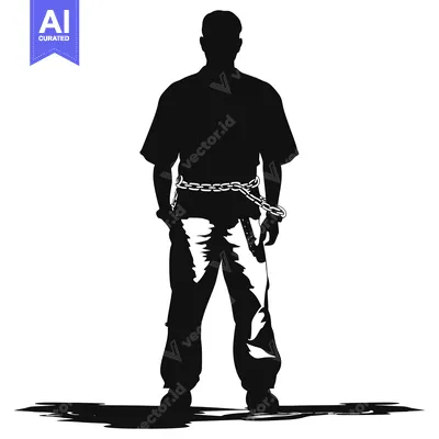 Popular premium asset: Silhouette of a Man with a Chain Around His Waist