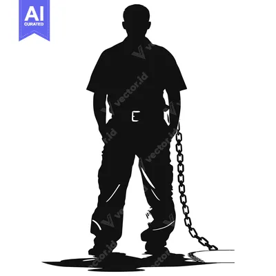 Silhouette of a Man with a Chain Around His Waist