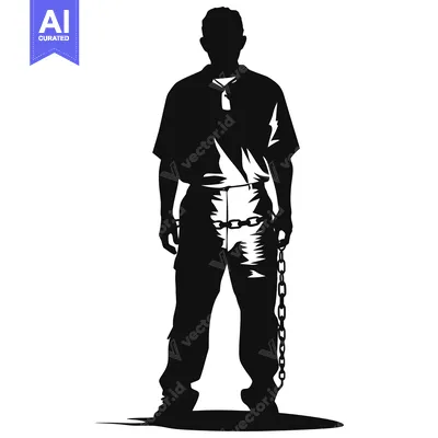Premium design asset: Silhouette of a Man with Chains Around His Legs