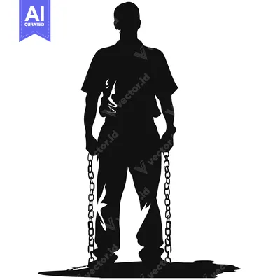 Aset premium populer: Silhouette of a Man in Chains