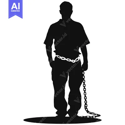 Silhouette of a Man with a Chain Around His Waist