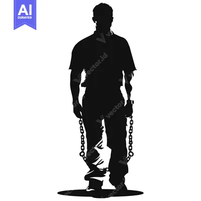 Popular premium asset: Silhouette of a Person in Chains Standing on a Platform