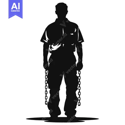 Aset premium populer: Silhouette of a Man in Chains