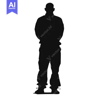 Aset premium populer: Silhouette of a Bald Man Standing with His Hands Behind His Back