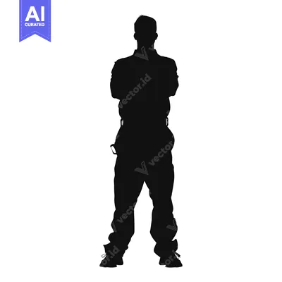 Aset premium populer: Silhouette of a Man Standing with Arms Crossed