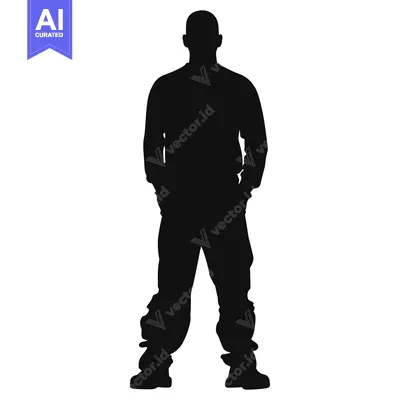 Aset premium populer: Silhouette of a man standing with his hands in his pockets