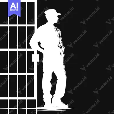 Popular premium asset: Silhouette of a Man Standing Beside a Prison Gate