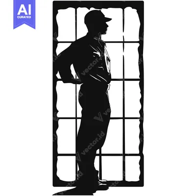 Aset premium populer: Silhouette of a man standing in a window frame