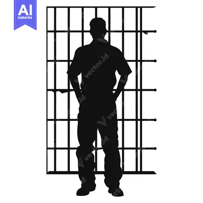 Popular premium asset: Silhouette of a Man Standing Behind Bars