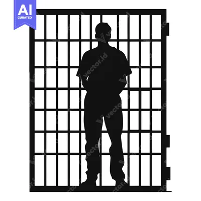 Silhouette of a Person Behind Bars