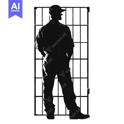 Aset premium populer: Silhouette of a Man in a Cap Standing by a Gate