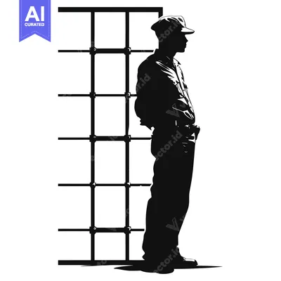 Popular premium asset: Silhouette of a Man Standing Next to a Metal Frame