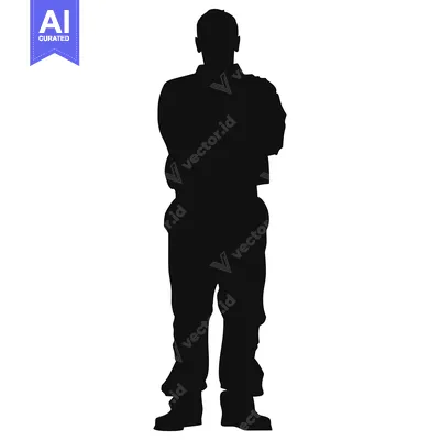 Aset desain premium: Silhouette of a Person Standing with Arms Crossed