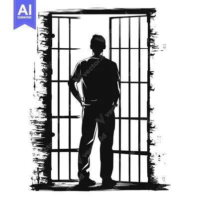 Aset premium populer: Silhouette of a Man Standing Behind Bars