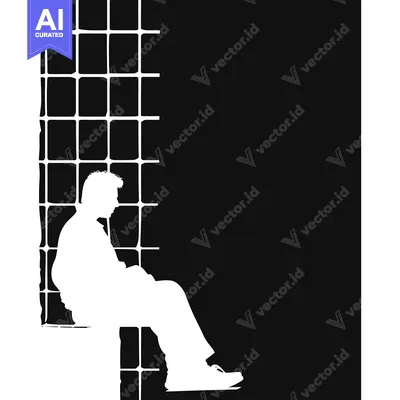 Popular premium asset: Silhouette of a Person Sitting Next to a Grid Pattern