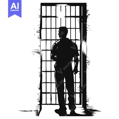 Premium design asset: A Man Standing in a Doorway with Bars